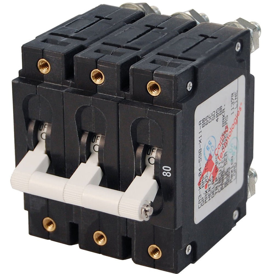 Blue Sea 7289 C - Series Triple Pole Circuit Breaker - 80A - Get Tight Gear