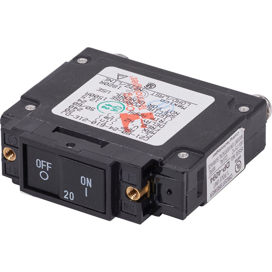 Blue Sea 7457 UL - 489 Circuit Breaker - 20A Flat Rocker - Get Tight Gear