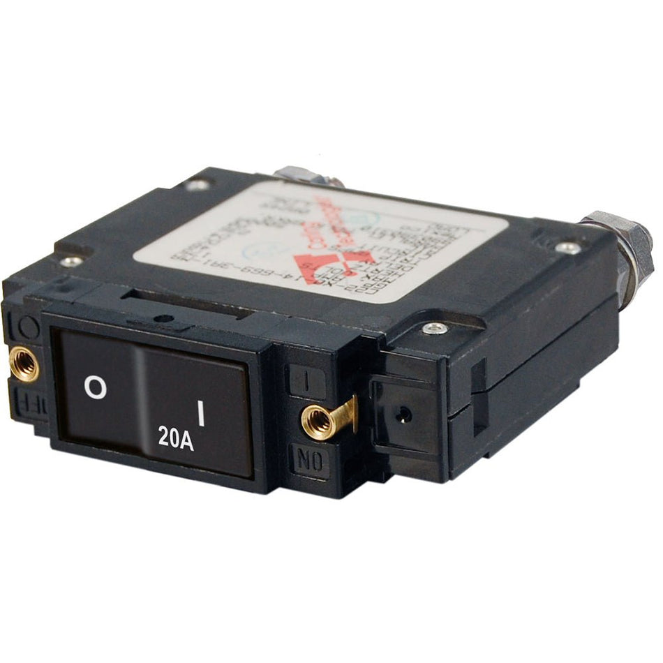 Blue Sea 7543 C - Series Flat Rocker Circuit Breaker - Single Pole - 20A - Get Tight Gear