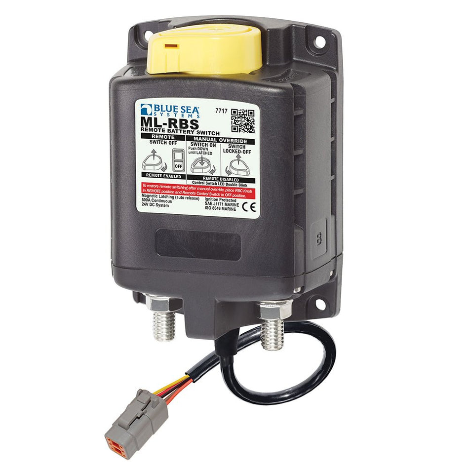 Blue Sea 7717100 ML - RBS Remote Battery Switch with Manual Control Auto Release & Deutsch Connector - 24V - Get Tight Gear