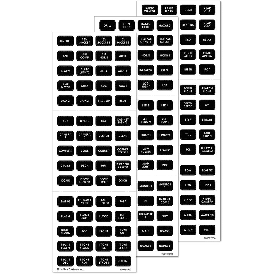 Blue Sea 7870 Black 180 Label Set - Emergency Vehicles - Get Tight Gear