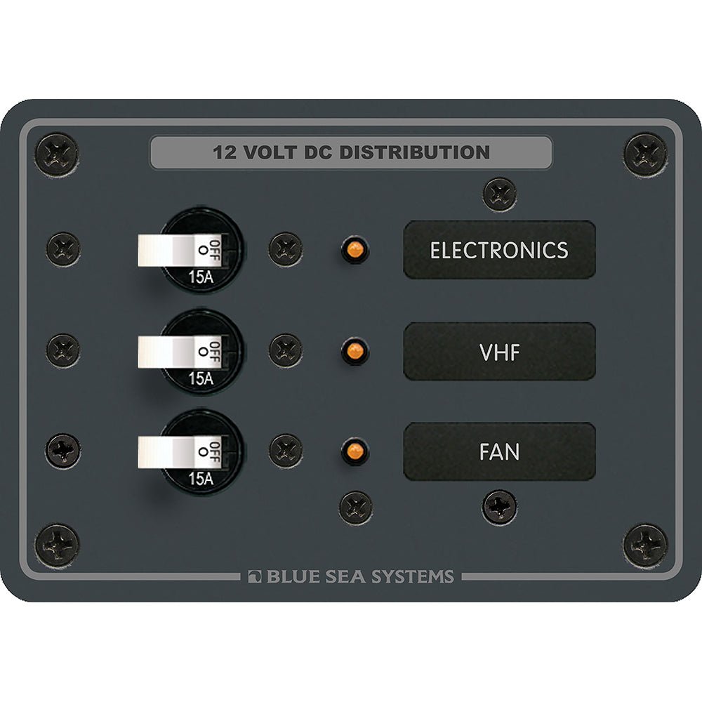 Blue Sea 8025 DC 3 Position Breaker Panel - White Switches - Get Tight Gear