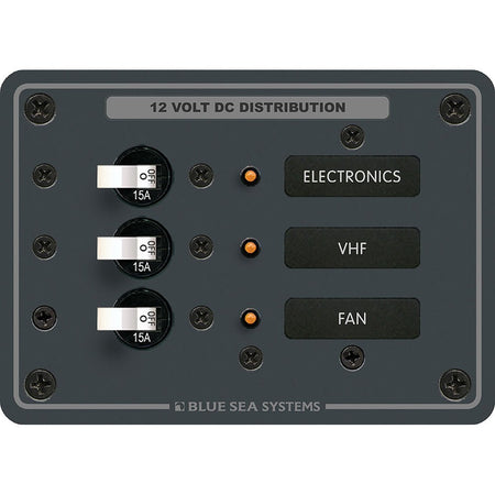 Blue Sea 8025 DC 3 Position Breaker Panel - White Switches - Get Tight Gear