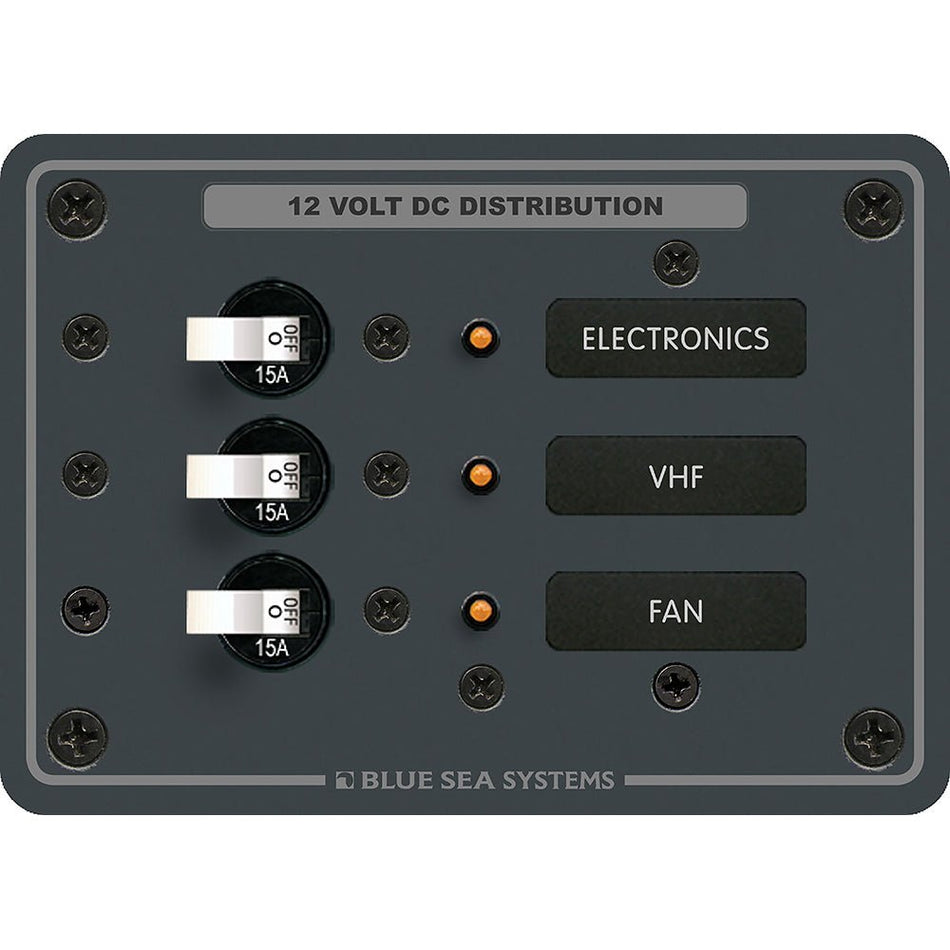 Blue Sea 8025 DC 3 Position Breaker Panel - White Switches - Get Tight Gear