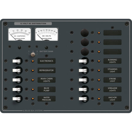 Blue Sea 8068 DC 13 Position Toggle Branch Circuit Breaker Panel - White Switches - Get Tight Gear