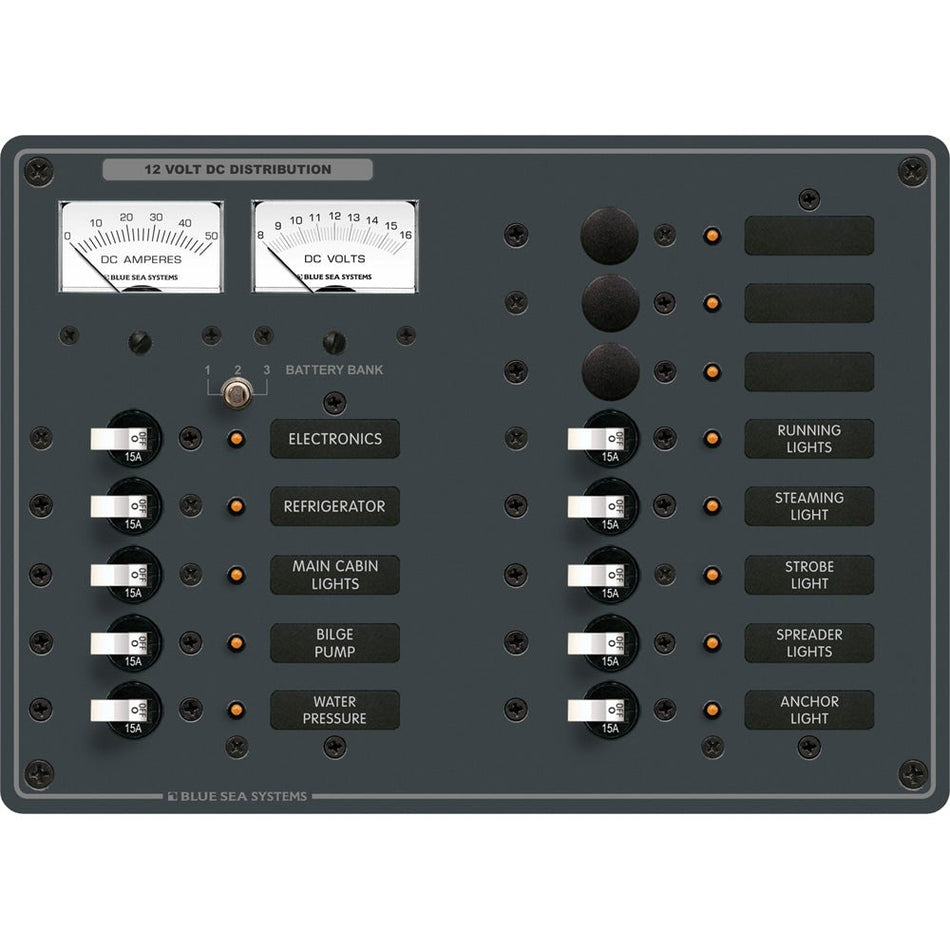 Blue Sea 8068 DC 13 Position Toggle Branch Circuit Breaker Panel - White Switches - Get Tight Gear