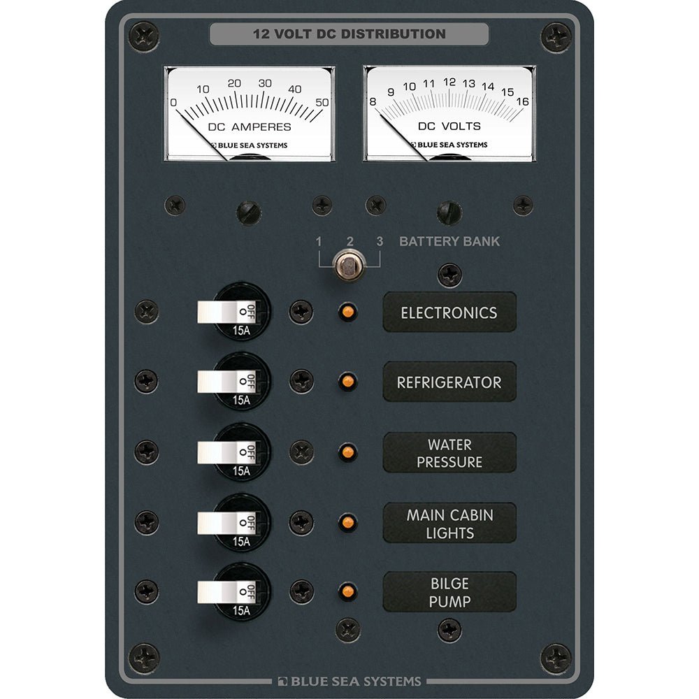 Blue Sea 8081 DC 5 Position Toggle Branch Circuit Breaker Panel - White Switches - Get Tight Gear