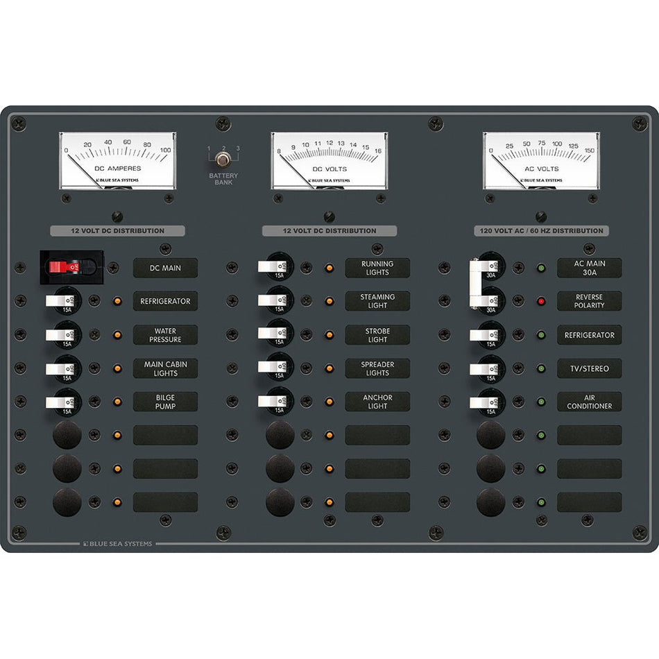 Blue Sea 8084 AC Main +6 Positions/DC Main +15 Positions Toggle Circuit Breaker Panel - White Switches - Get Tight Gear
