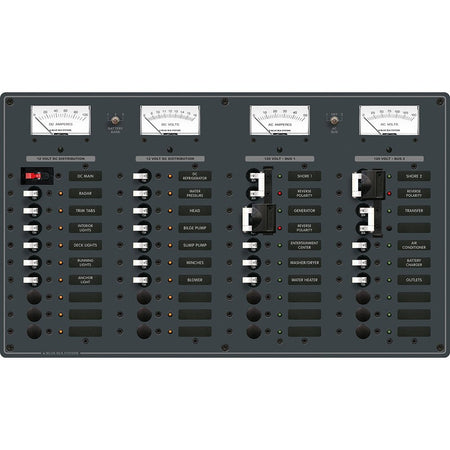Blue Sea 8086 AC 3 Sources +12 Positions/DC Main +19 Position Toggle Circuit Breaker Panel - White Switches - Get Tight Gear