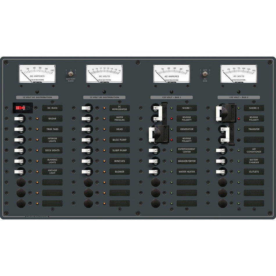 Blue Sea 8086 AC 3 Sources +12 Positions/DC Main +19 Position Toggle Circuit Breaker Panel - White Switches - Get Tight Gear