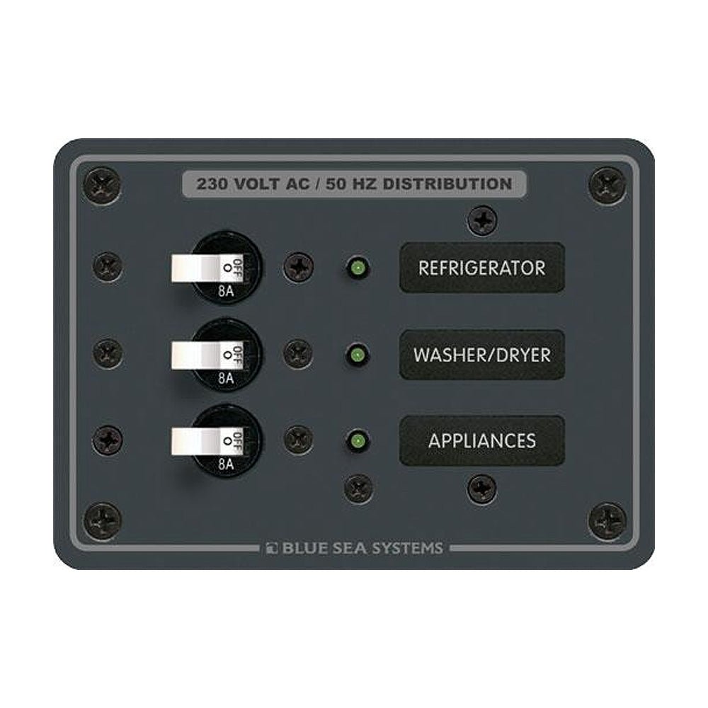 Blue Sea 8158 AC 3 Position 230V (European) Breaker Panal - Get Tight Gear