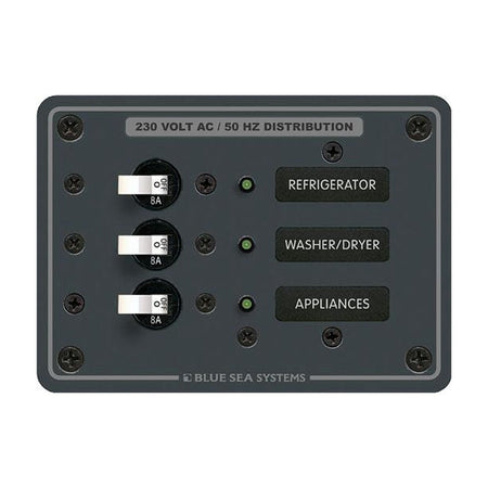 Blue Sea 8158 AC 3 Position 230V (European) Breaker Panal - Get Tight Gear