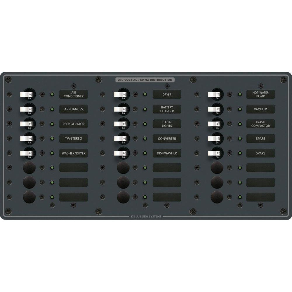 Blue Sea 8165 AV 24 Position 230v (European) Breaker Panel - White Switches - Get Tight Gear