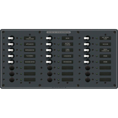 Blue Sea 8165 AV 24 Position 230v (European) Breaker Panel - White Switches - Get Tight Gear