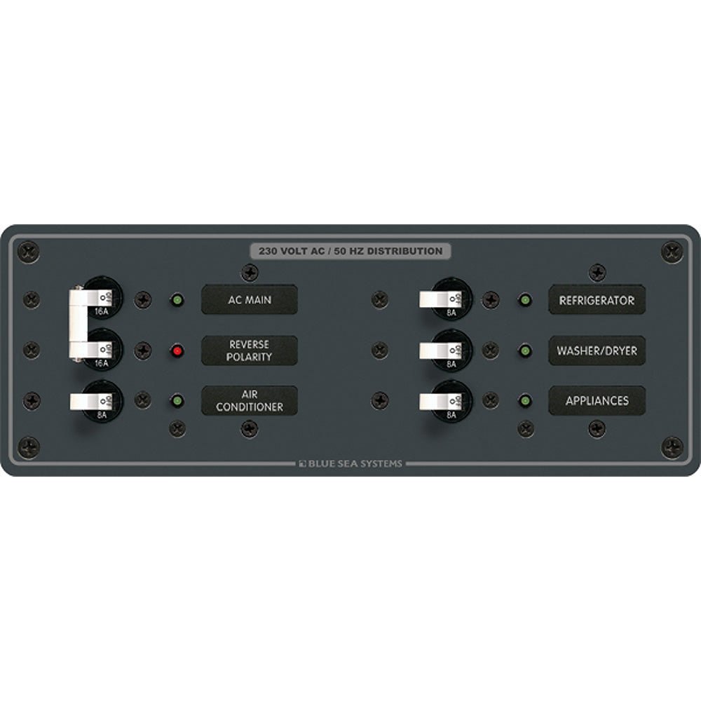 Blue Sea 8199 AC Main + Branch A - Series Toggle Circuit Breaker Panel (230V) - Main + 4 Position - Get Tight Gear