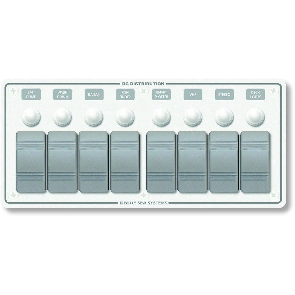 Blue Sea 8271 Water Resistant Panel - 8 Position - White - Horizontal Mount - Get Tight Gear