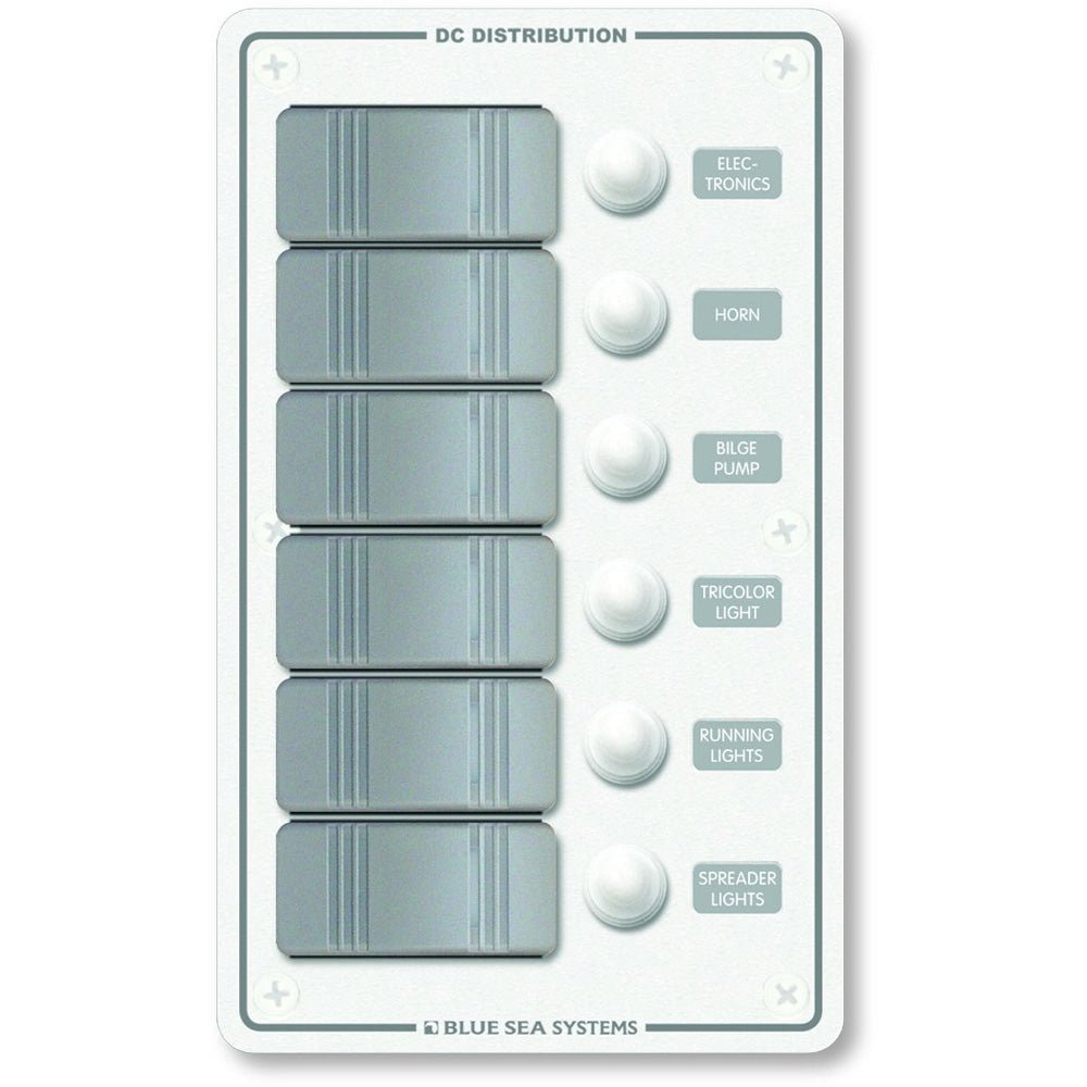 Blue Sea 8273 Water Resistant Panel - 6 Position - White - Vertical - Get Tight Gear