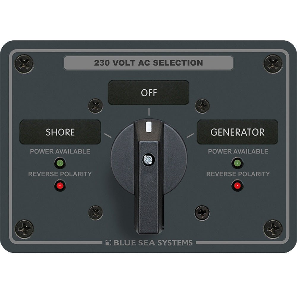 Blue Sea 8357 AC Rotary Switch Panel 65 Ampere 2 Position + OFF, 2 Pole - Get Tight Gear