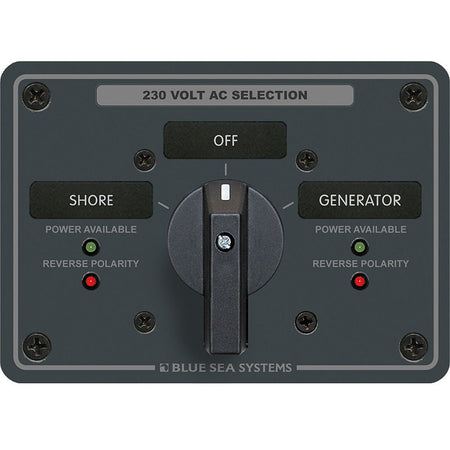 Blue Sea 8357 AC Rotary Switch Panel 65 Ampere 2 Position + OFF, 2 Pole - Get Tight Gear