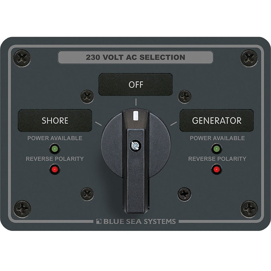 Blue Sea 8357 AC Rotary Switch Panel 65 Ampere 2 Position + OFF, 2 Pole - Get Tight Gear