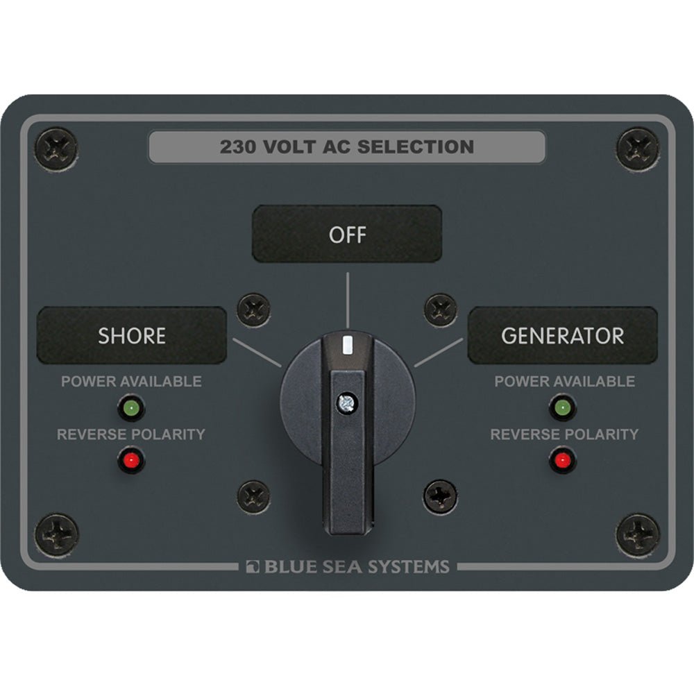 Blue Sea 8359 AC Rotary Switch Panel 30 Ampere 2 Positions + OFF, 2 Pole - Get Tight Gear