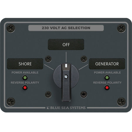 Blue Sea 8359 AC Rotary Switch Panel 30 Ampere 2 Positions + OFF, 2 Pole - Get Tight Gear