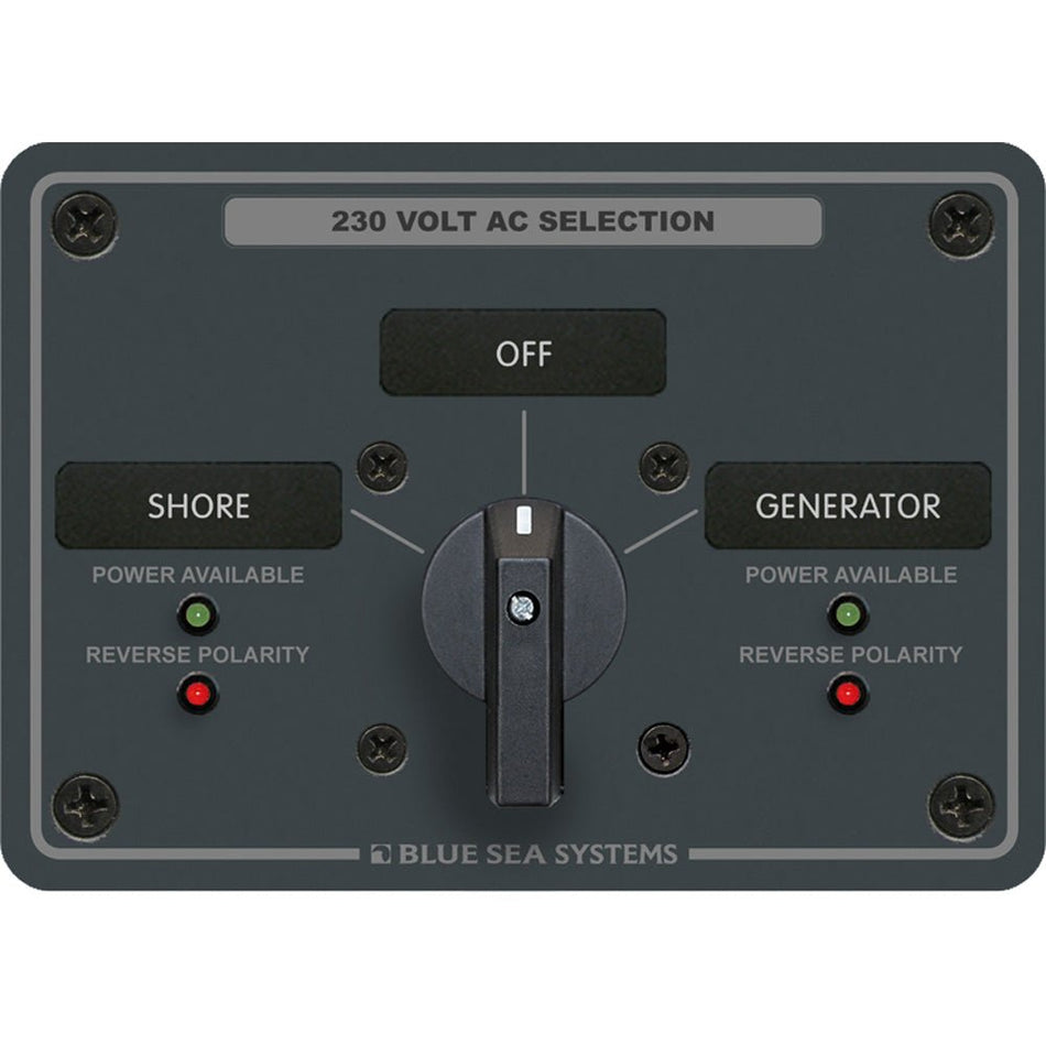 Blue Sea 8359 AC Rotary Switch Panel 30 Ampere 2 Positions + OFF, 2 Pole - Get Tight Gear