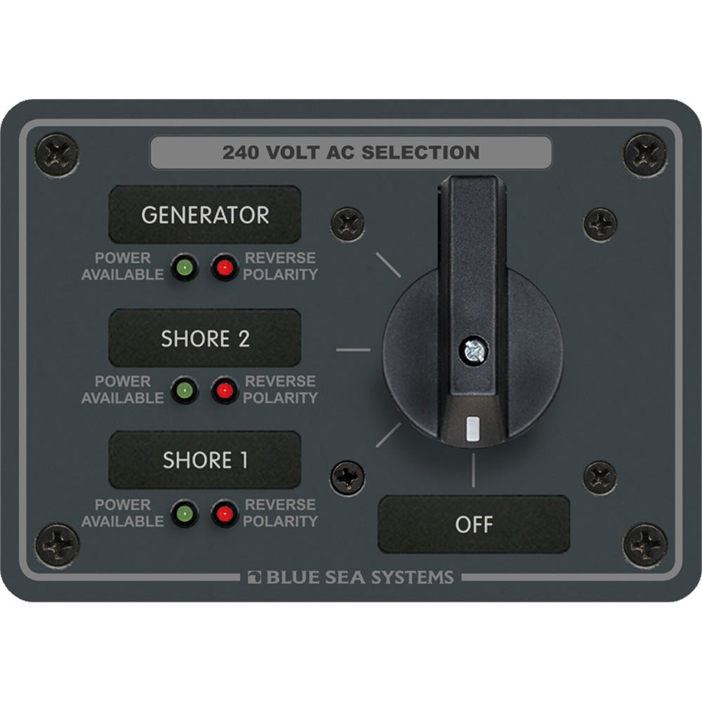 Blue Sea 8361 AC Rotary Switch Panel 65 Ampere 3 Positions + OFF, 3 Pole - Get Tight Gear