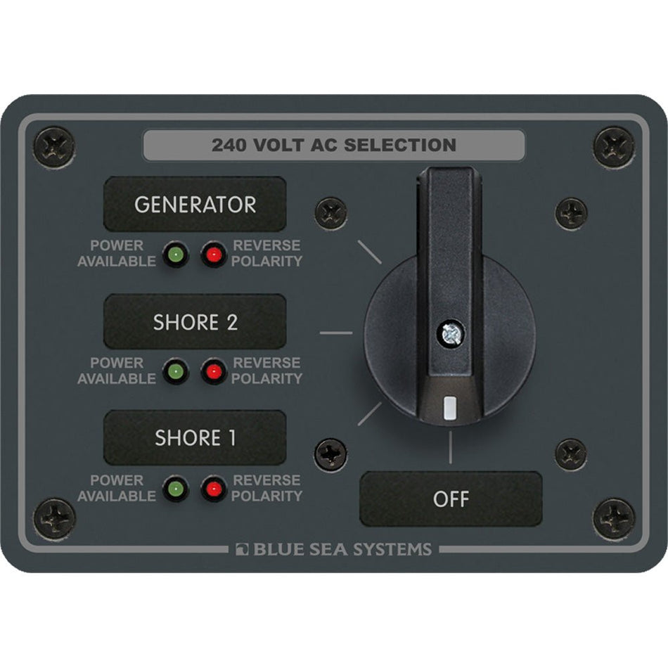 Blue Sea 8361 AC Rotary Switch Panel 65 Ampere 3 Positions + OFF, 3 Pole - Get Tight Gear