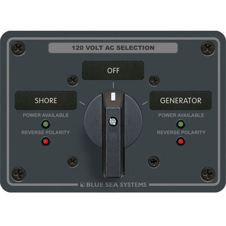 Blue Sea 8365 AC Rotary Switch Panel 65 Ampere 2 Positions + OFF, 2 Pole - Get Tight Gear