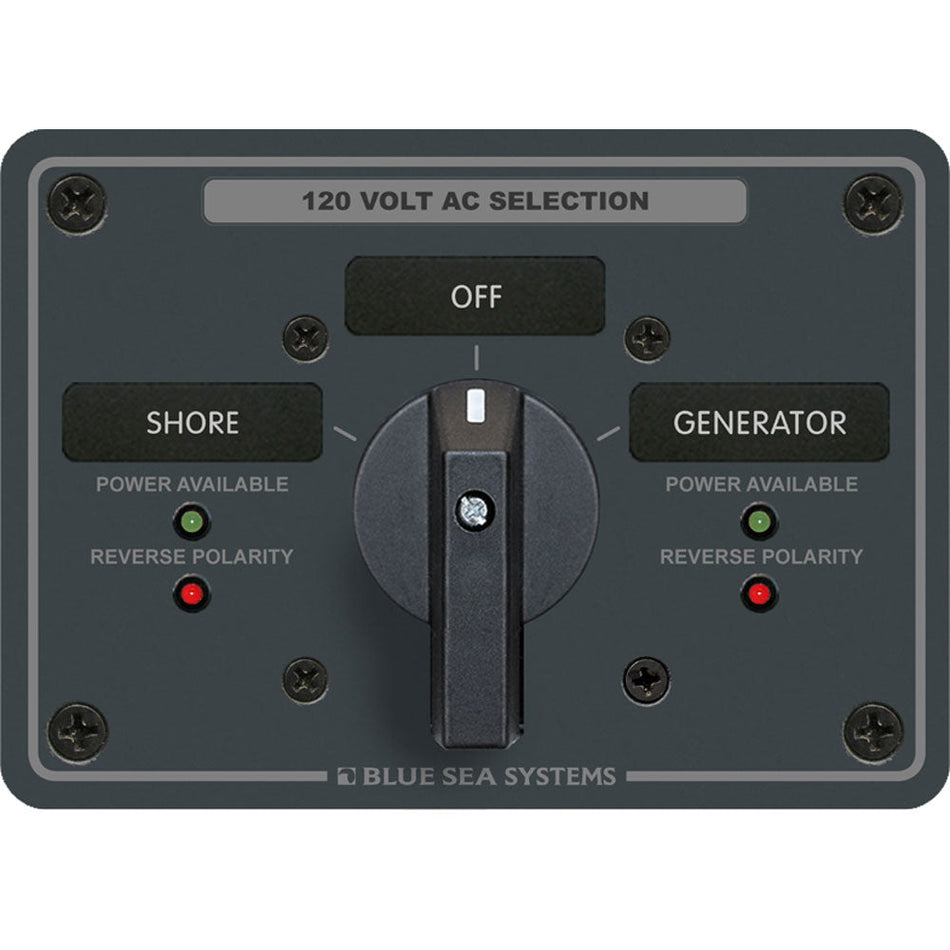 Blue Sea 8365 AC Rotary Switch Panel 65 Ampere 2 Positions + OFF, 2 Pole - Get Tight Gear