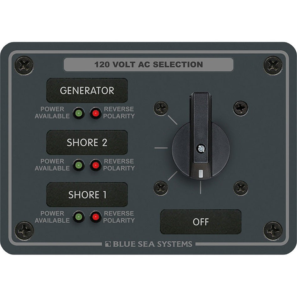 Blue Sea 8366 AC Rotary Switch Panel 30 Ampere 3 Positions + OFF, 2 Pole - Get Tight Gear