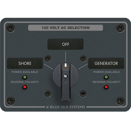 Blue Sea 8367 AC Rotary Switch Panel 30 Ampere 2 Positions + OFF, 2 Pole - Get Tight Gear
