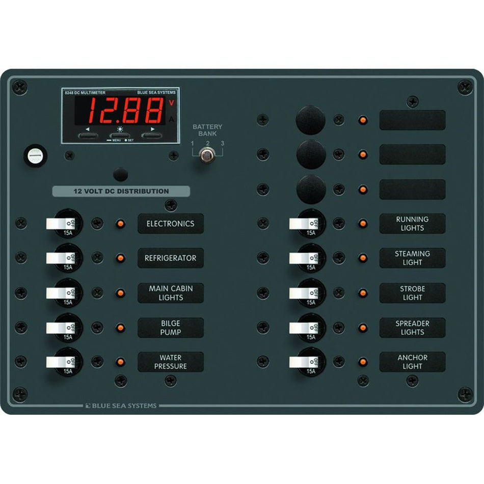 Blue Sea 8403 DC Panel 13 Position w/ Multimeter - Get Tight Gear