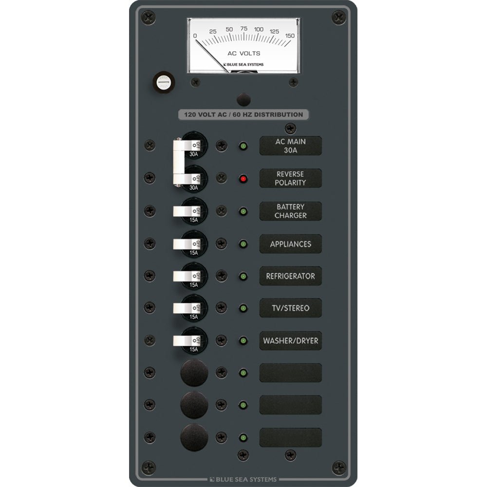 Blue Sea 8488 Breaker Panel - AC Main + 8 Positions - White - Get Tight Gear