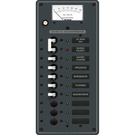 Blue Sea 8488 Breaker Panel - AC Main + 8 Positions - White - Get Tight Gear