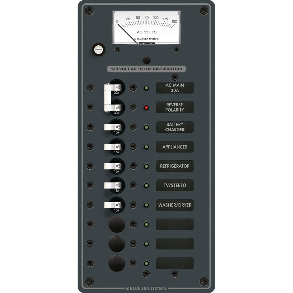 Blue Sea 8488 Breaker Panel - AC Main + 8 Positions - White - Get Tight Gear