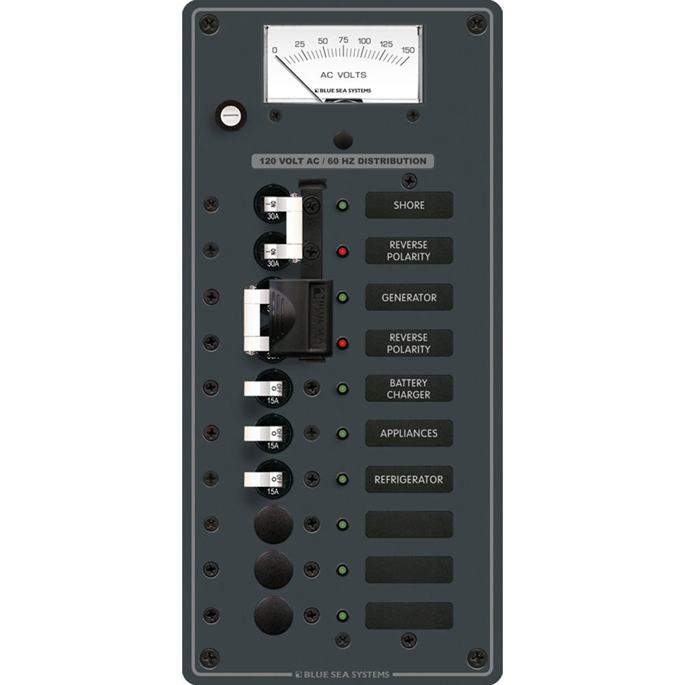 Blue Sea 8489 Breaker Panel - AC 2 Sources + 6 Positions - White - Get Tight Gear
