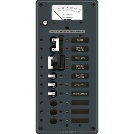 Blue Sea 8489 Breaker Panel - AC 2 Sources + 6 Positions - White - Get Tight Gear
