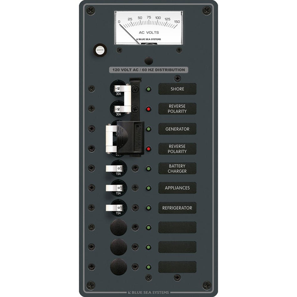 Blue Sea 8489 Breaker Panel - AC 2 Sources + 6 Positions - White - Get Tight Gear
