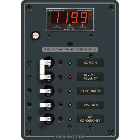 Blue Sea 8505 AC Main + Branch A - Series Toggle Circuit Breaker Panel (230V) - Main + 3 Position - Get Tight Gear