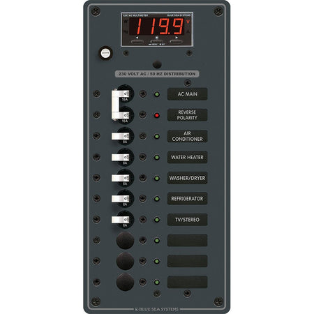 Blue Sea 8506 Breaker Panel - AC Main + 8 Positios (European) - White - Get Tight Gear