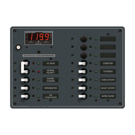 Blue Sea 8507 Breaker Panel - AC Main + 11 Position (European) - White - Get Tight Gear