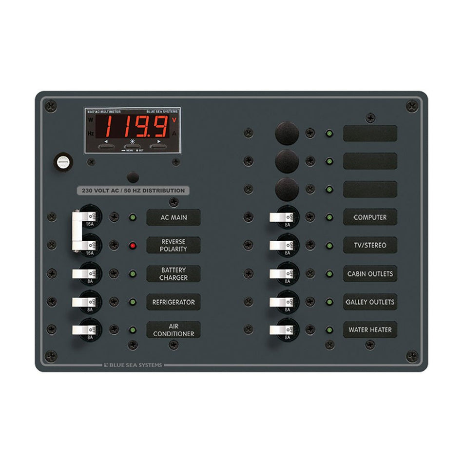Blue Sea 8507 Breaker Panel - AC Main + 11 Position (European) - White - Get Tight Gear