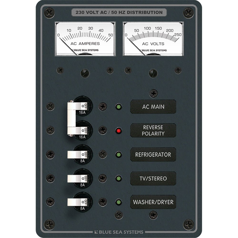 Blue Sea 8509 AC Main + Branch A - Series Toggle Circuit Breaker Panel (230V) - Main + 3 Position - Get Tight Gear