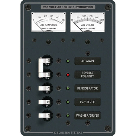 Blue Sea 8509 AC Main + Branch A - Series Toggle Circuit Breaker Panel (230V) - Main + 3 Position - Get Tight Gear