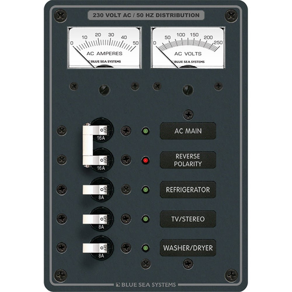 Blue Sea 8509 AC Main + Branch A - Series Toggle Circuit Breaker Panel (230V) - Main + 3 Position - Get Tight Gear