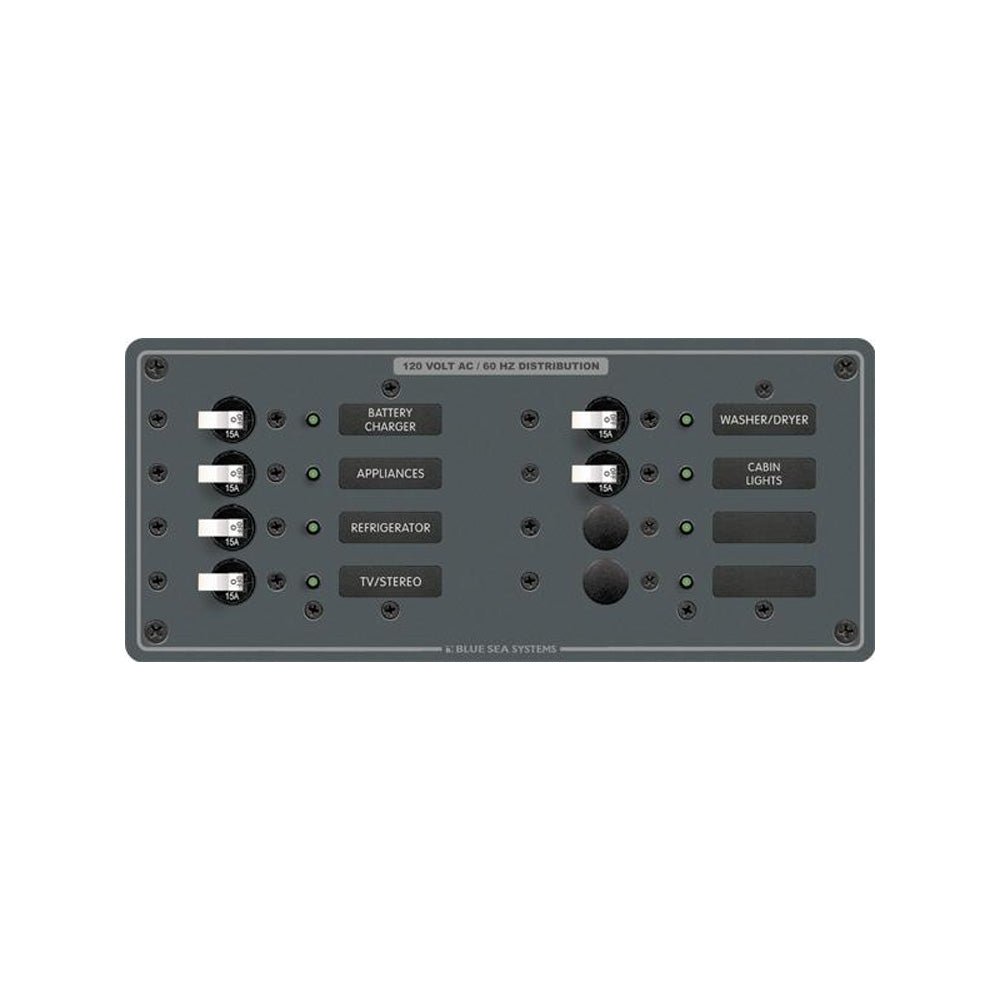 Blue Sea 8511 AC 8 Position 230v (European) Breaker Panel (White Switches - Get Tight Gear