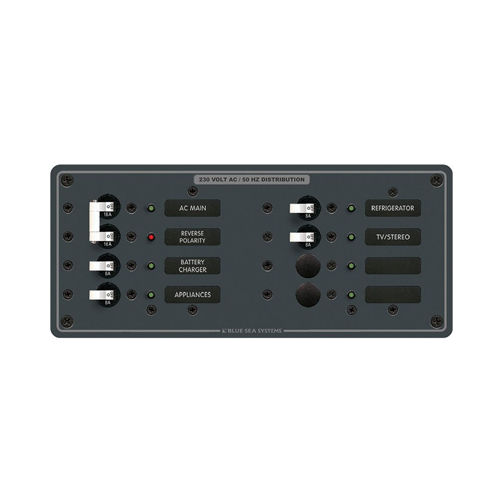 Blue Sea 8512 Breaker Panel - AC Main + 6 Position - White - Get Tight Gear