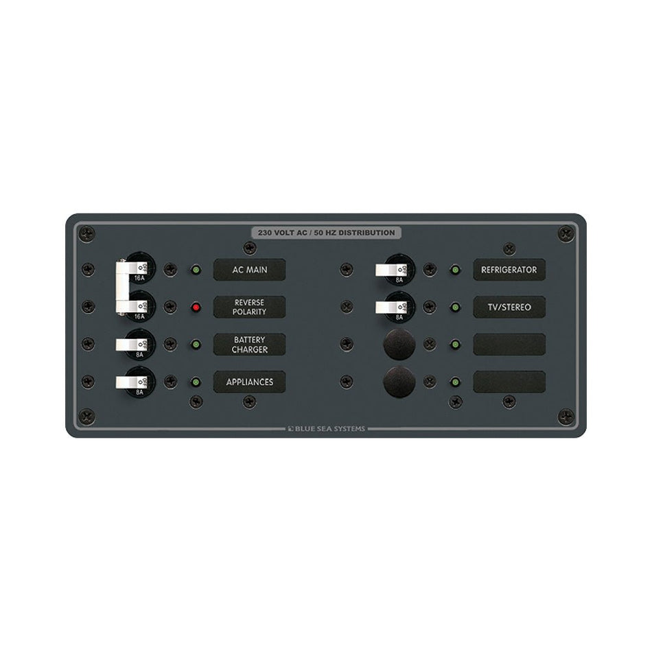 Blue Sea 8512 Breaker Panel - AC Main + 6 Position - White - Get Tight Gear